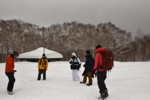 Avalanche Briefing before Cat Skiing Shimamaki
